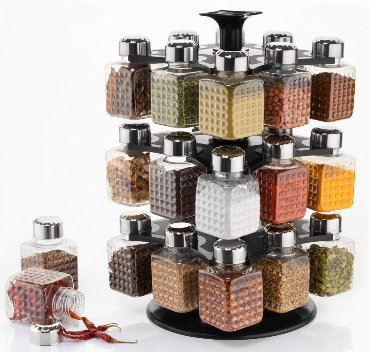 5504 All New Square 24 Bottle Design 360 Degree Revolving Spice Rack Container Condiment, Pieces Set, Square Small Container 5504 All New Square 24 Bottle Design 360 Degree Revolving Spice Rack Container Condiment, Pieces Set, Square Small Container